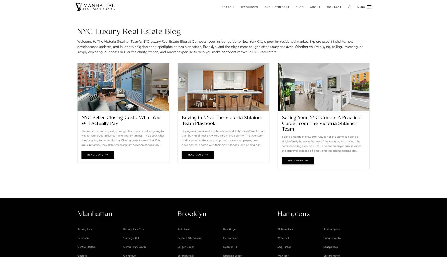 Manhattan Real Estate Advisor blog page